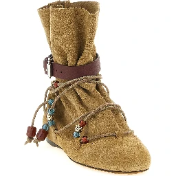 Beige Calfskin Ankle Boots
