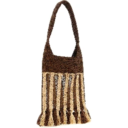 Brown Raffia Shoulder Bag