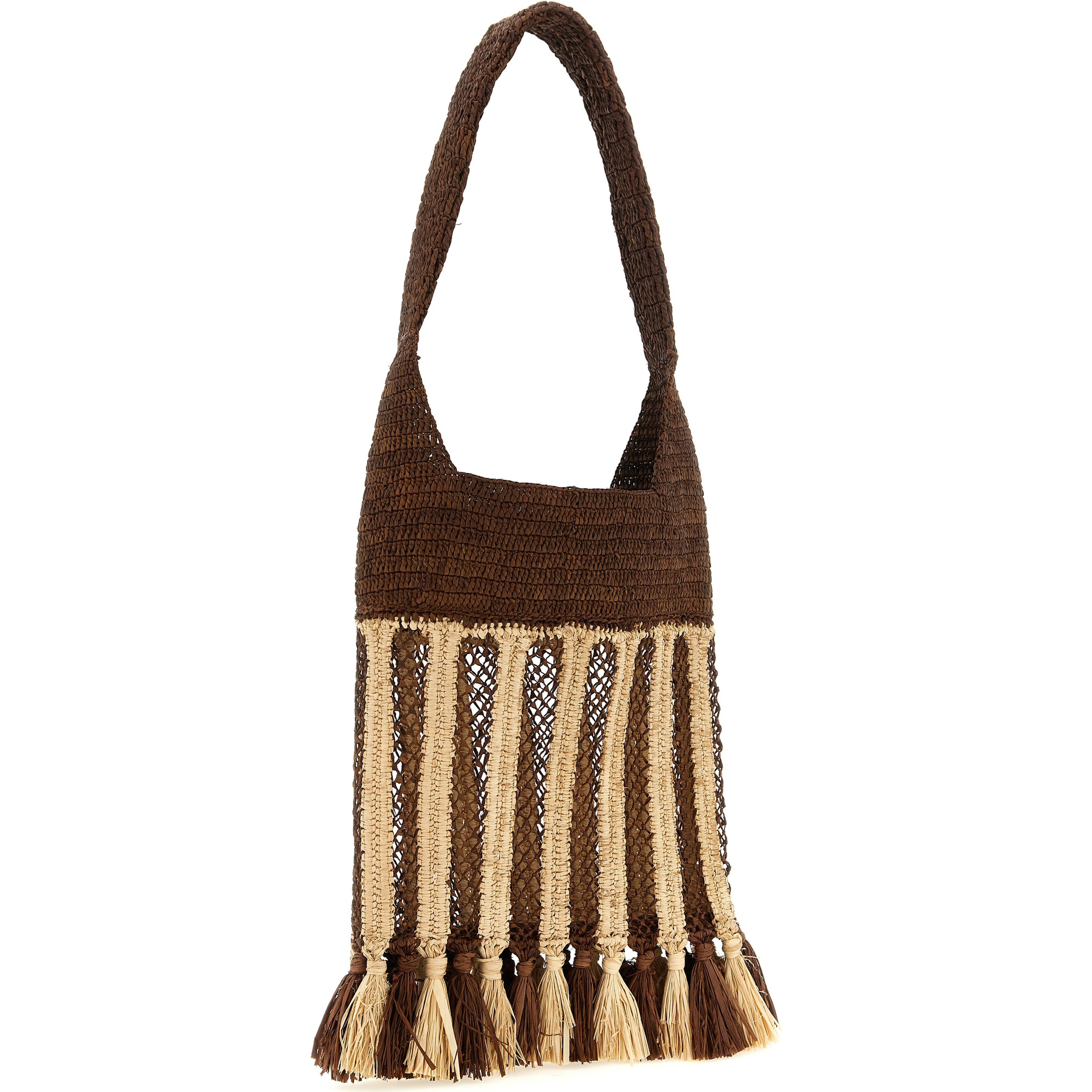 Brown Raffia Shoulder Bag