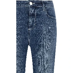 Blue Cotton Flared Jeans