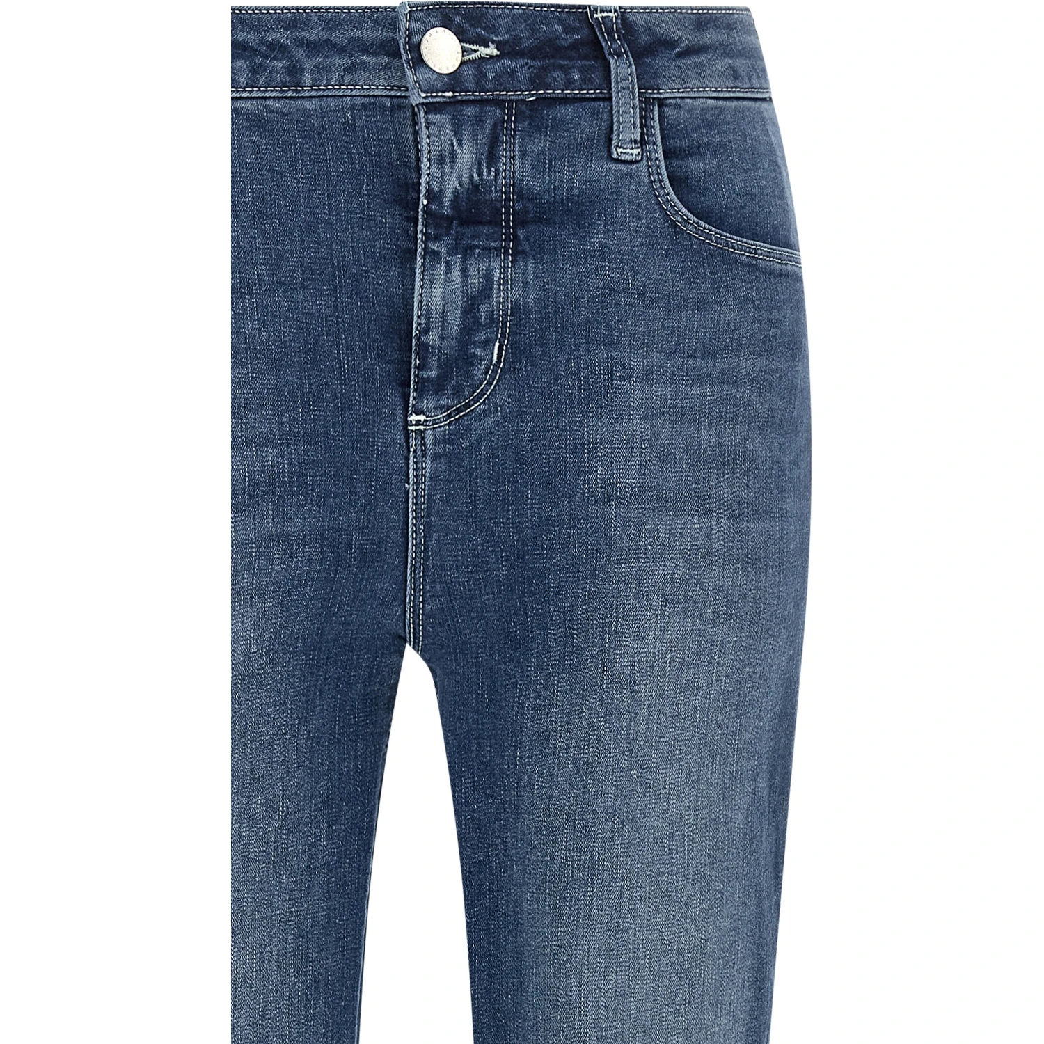 Blue Cotton Flared Jeans