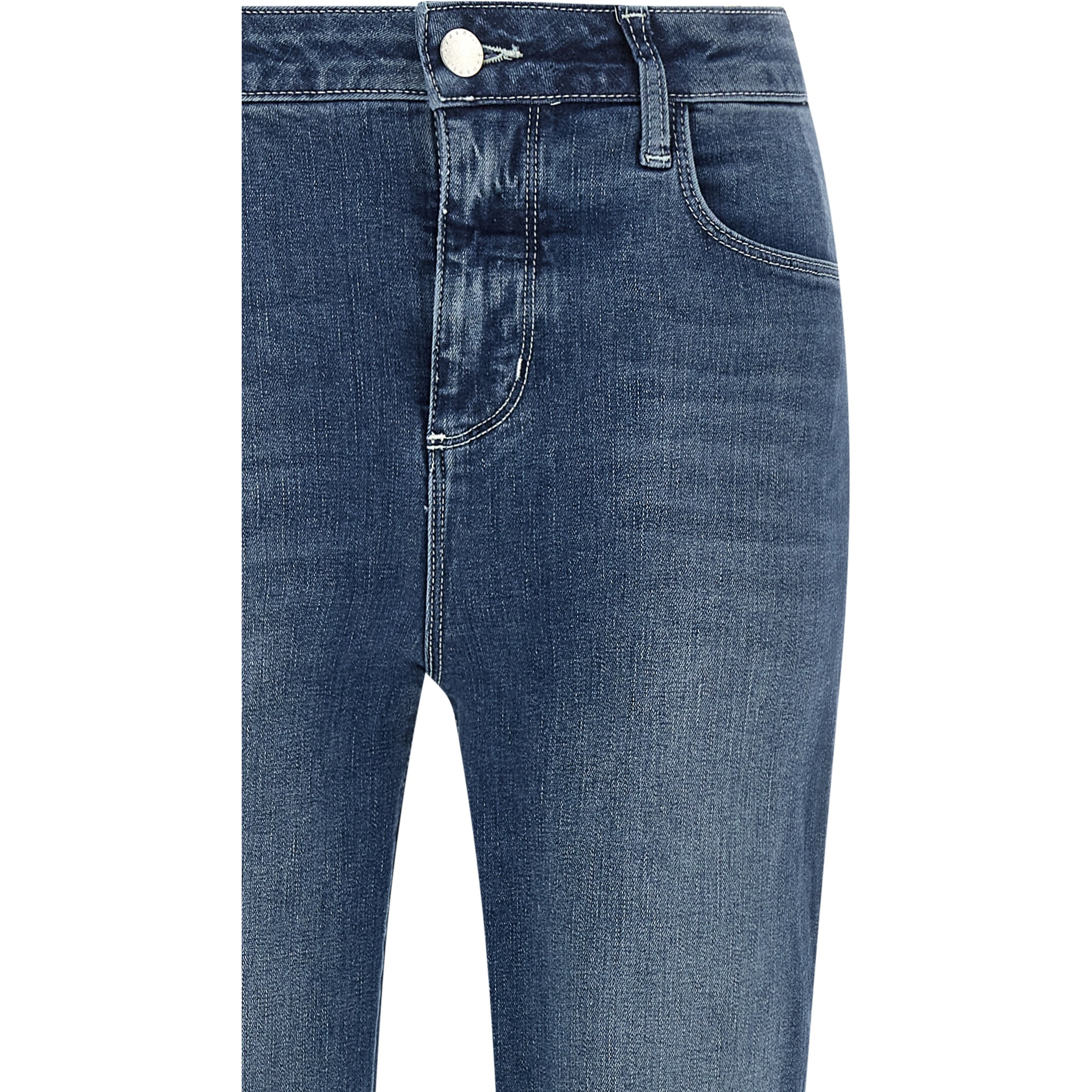 Blue Cotton Flared Jeans