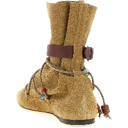 Beige Calfskin Ankle Boots
