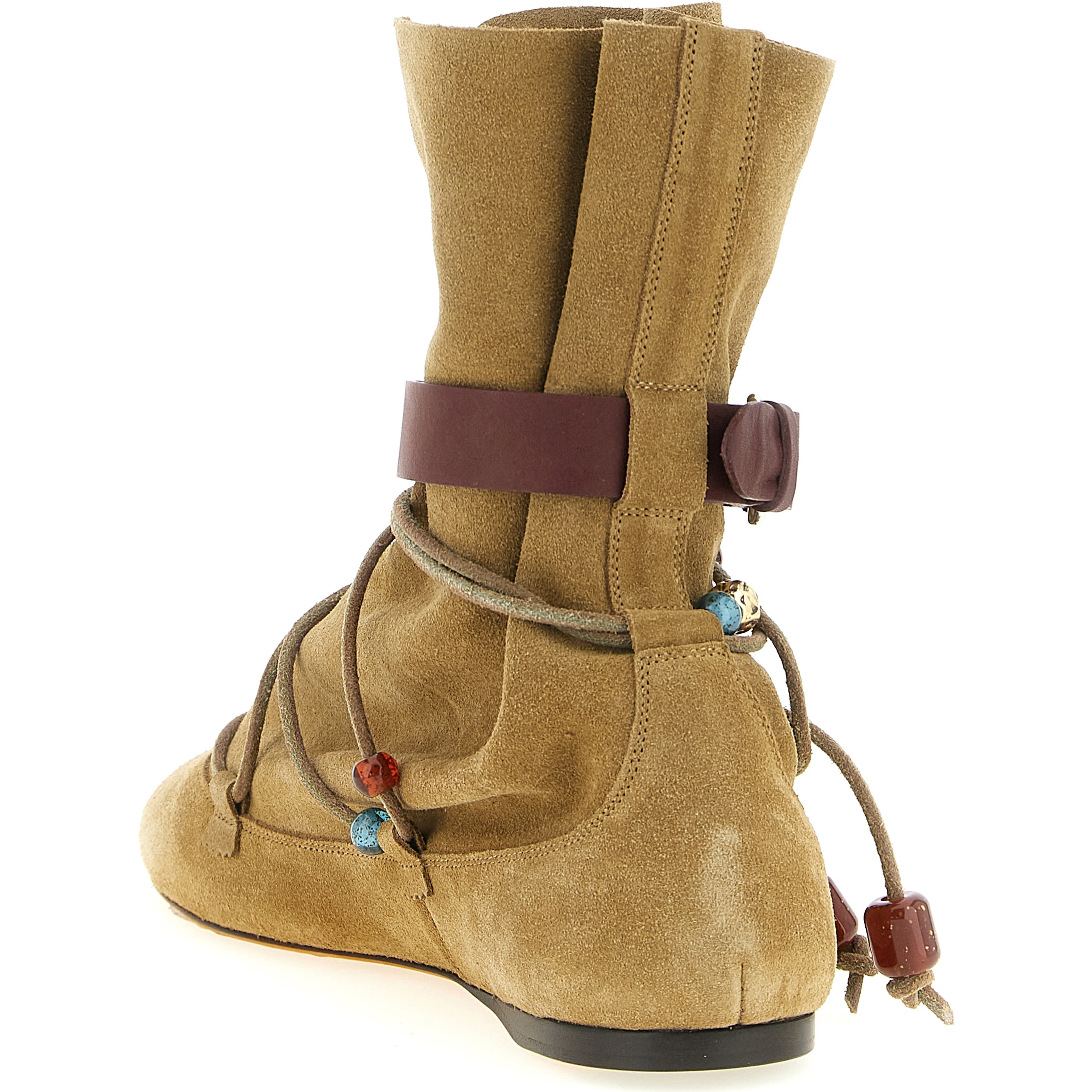 Beige Calfskin Ankle Boots