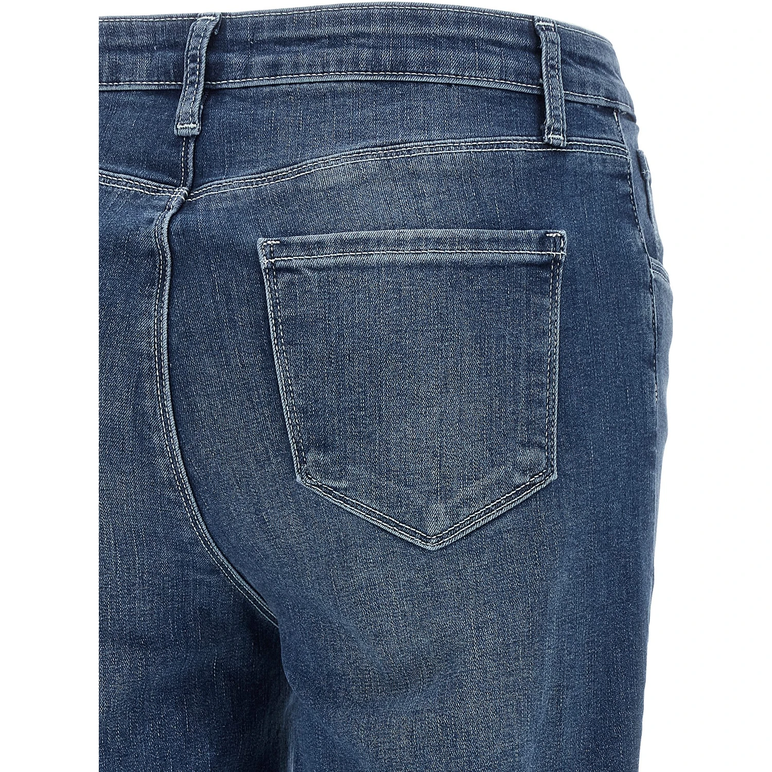 Blue Cotton Flared Jeans