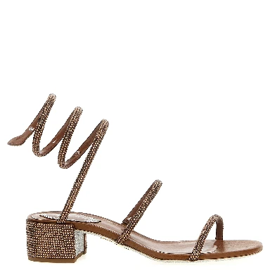Brown Satin Platform Sandals