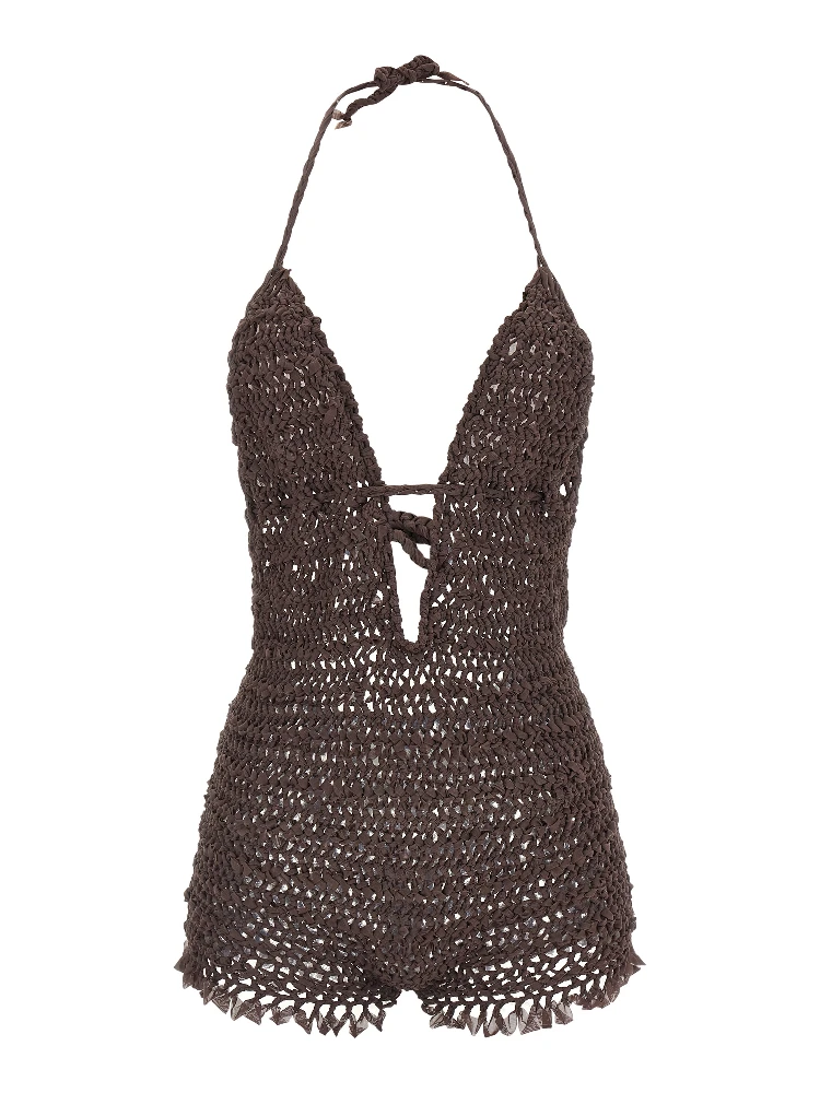 Brown Polyester Jumpsuit