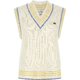 White Cotton Sleeveles Sweater
