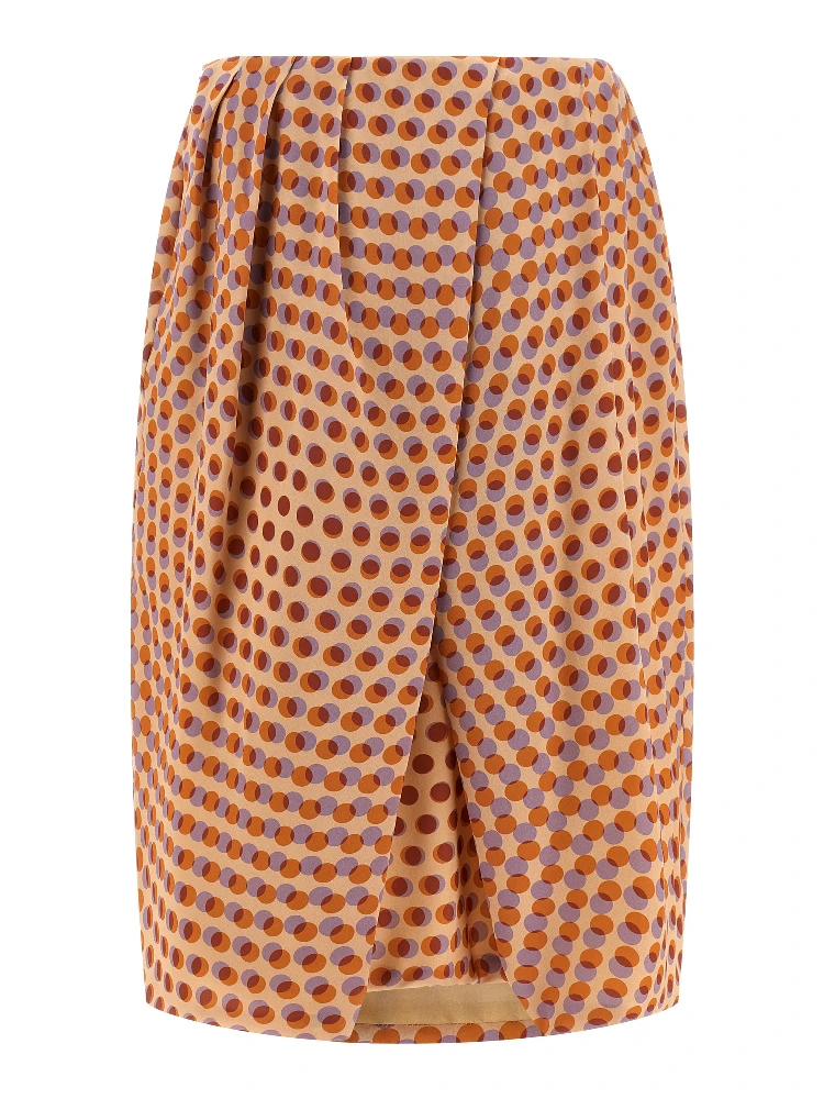 Multicolor Silk Midi Skirt