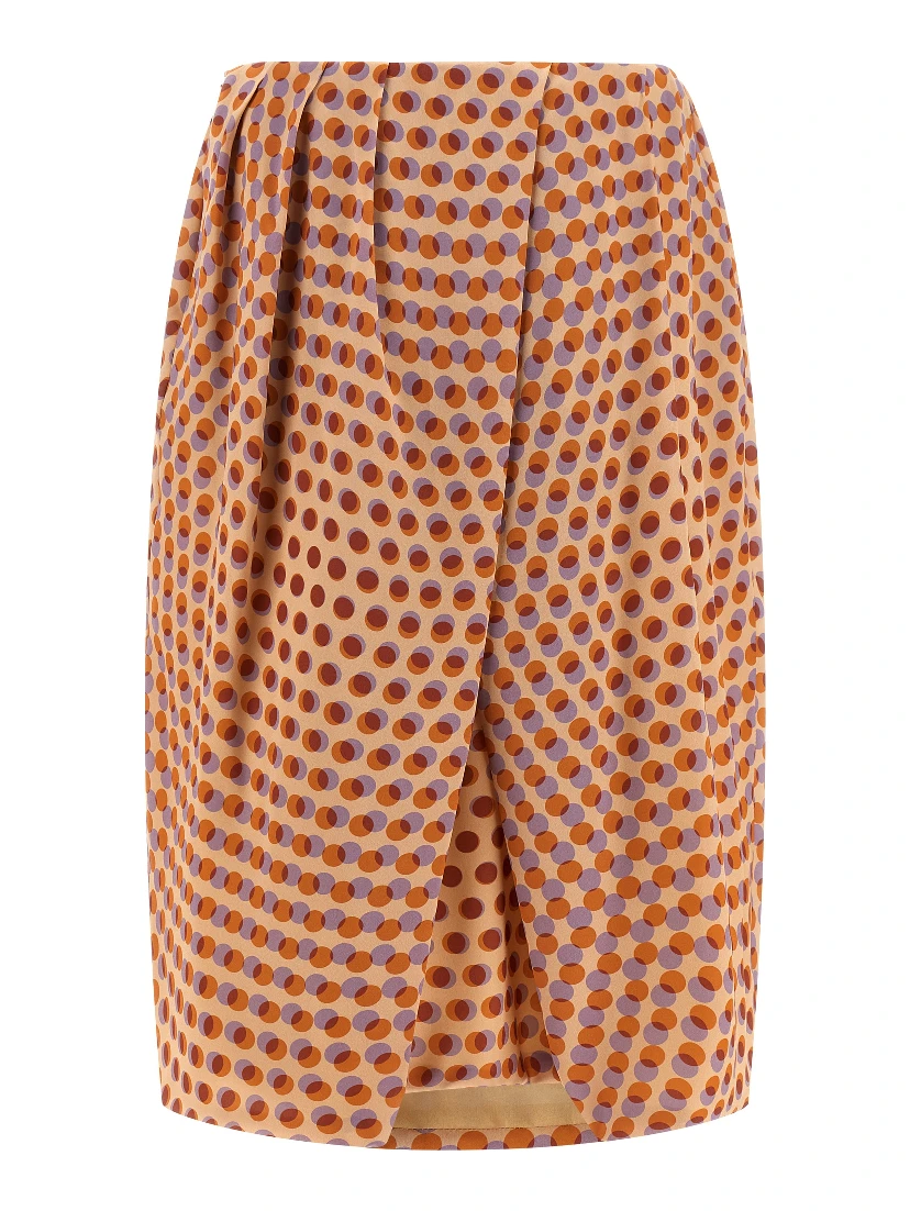 Multicolor Silk Midi Skirt
