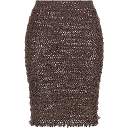 Brown Polyester Midi Skirt