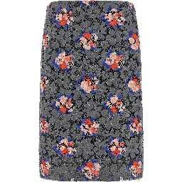 Gray Cotton Midi Skirt