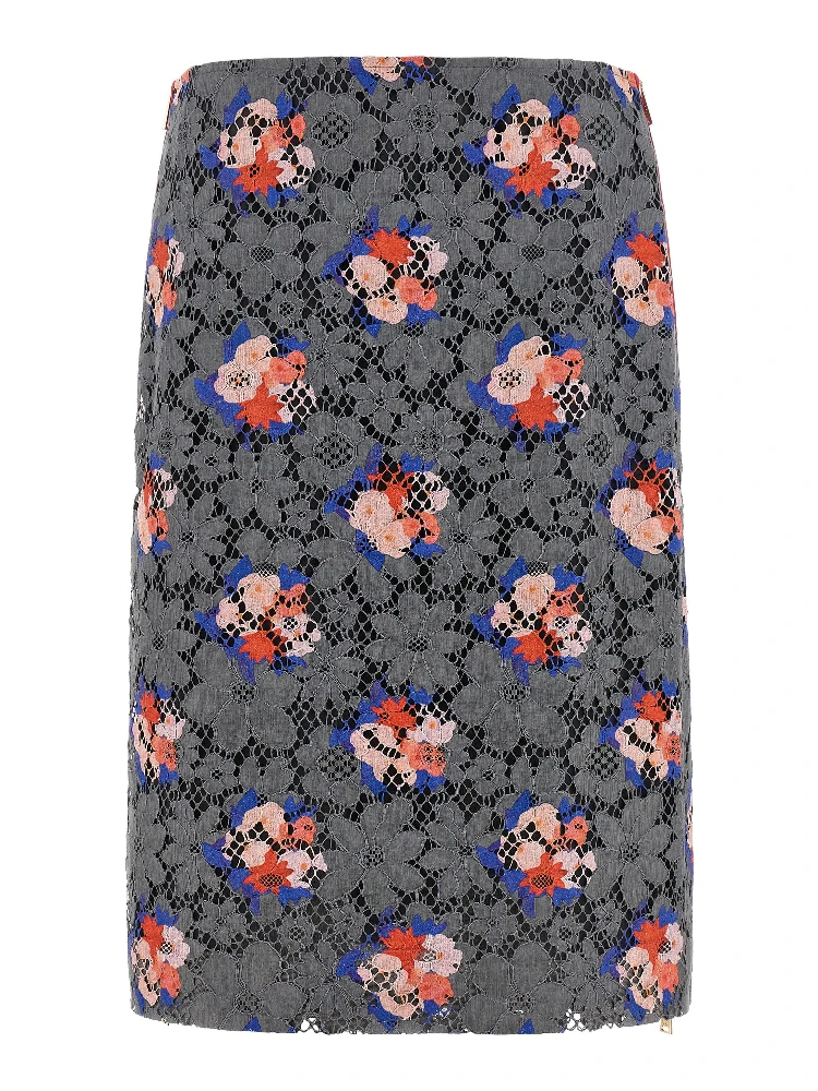 Gray Cotton Midi Skirt
