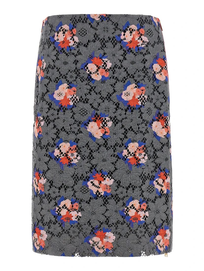 Gray Cotton Midi Skirt
