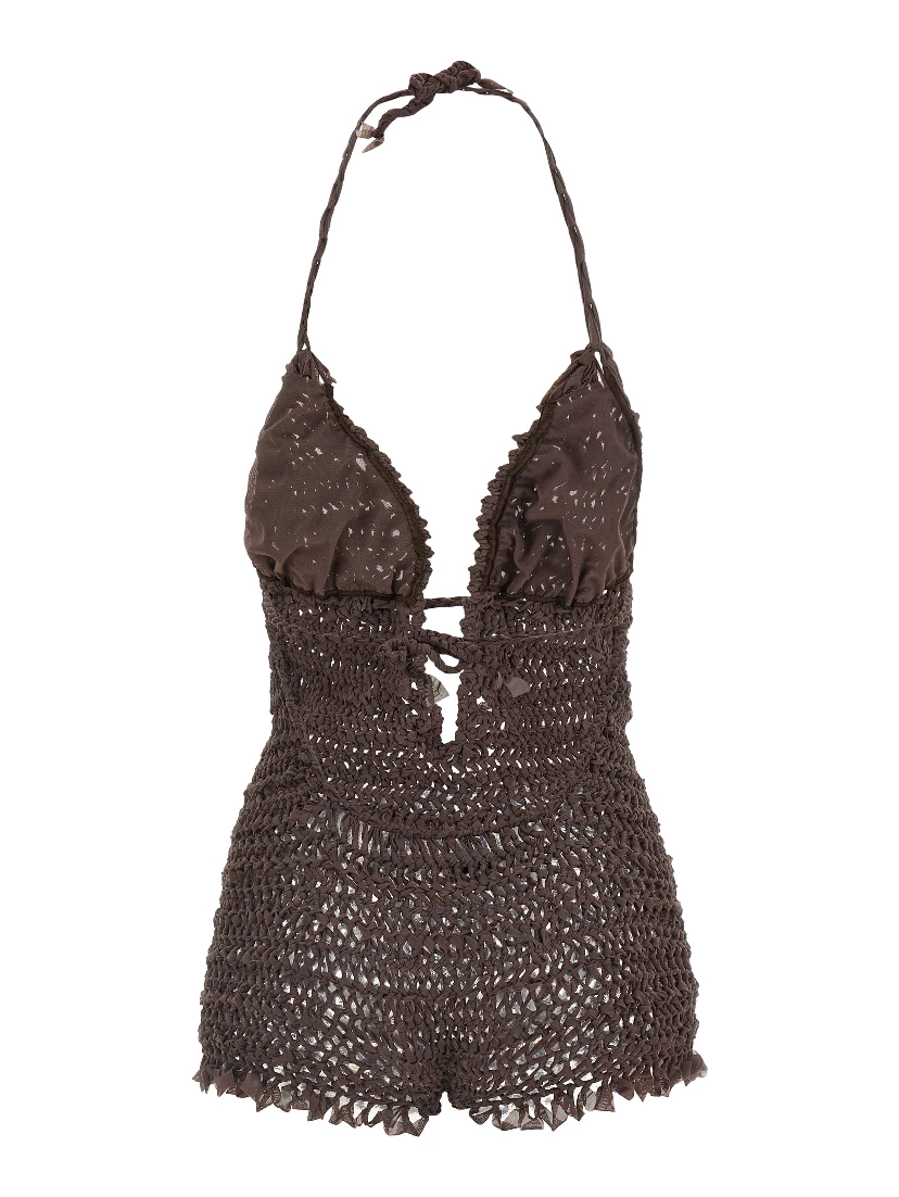 Brown Polyester Jumpsuit