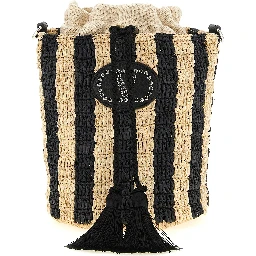 Black Straw Shoulder Bag