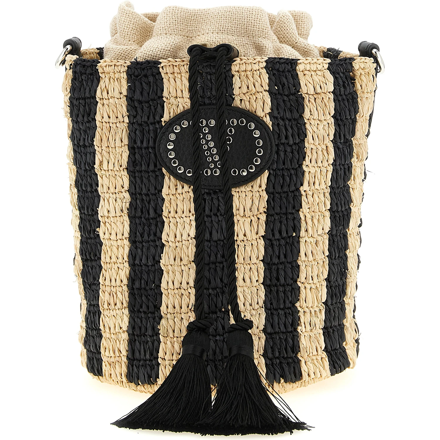 Black Straw Shoulder Bag