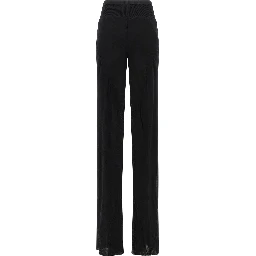 Black Silk Flared Pants
