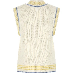 White Cotton Sleeveles Sweater