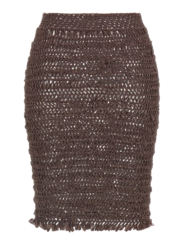 Brown Polyester Midi Skirt alternative