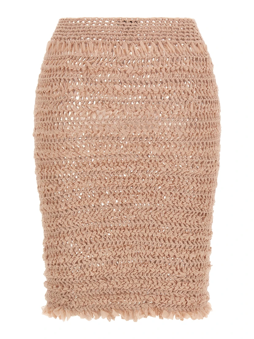 Multicolor Polyester Midi Skirt