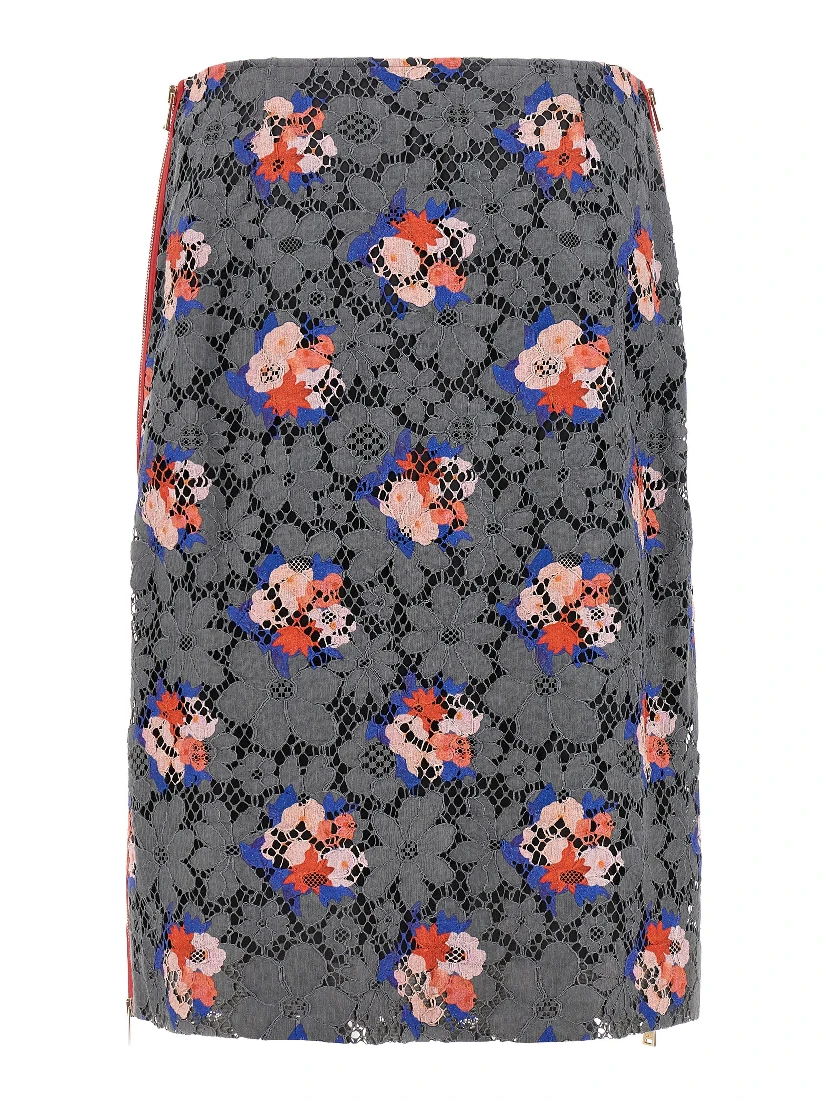 Gray Cotton Midi Skirt