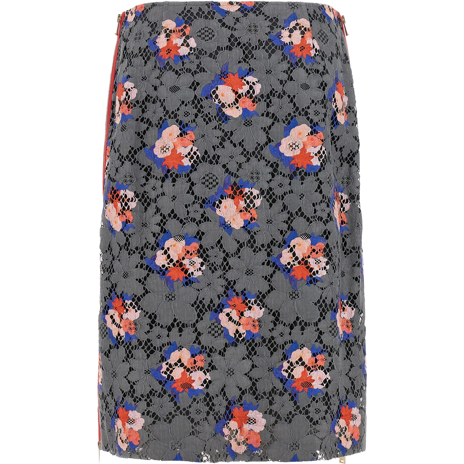 Gray Cotton Midi Skirt