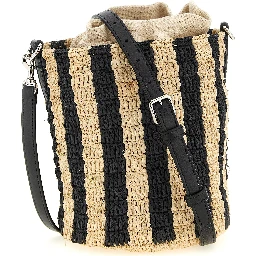 Black Straw Shoulder Bag