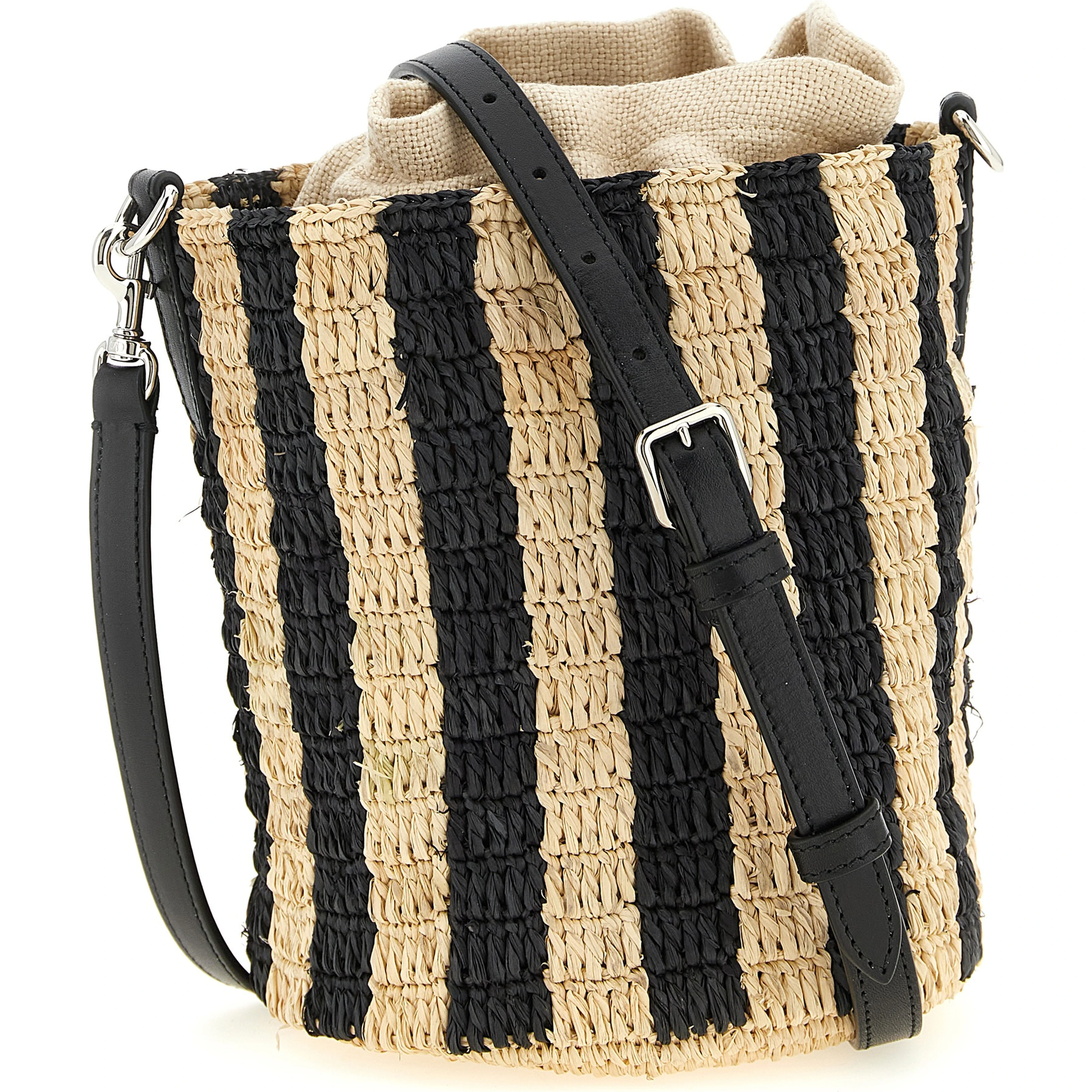 Black Straw Shoulder Bag