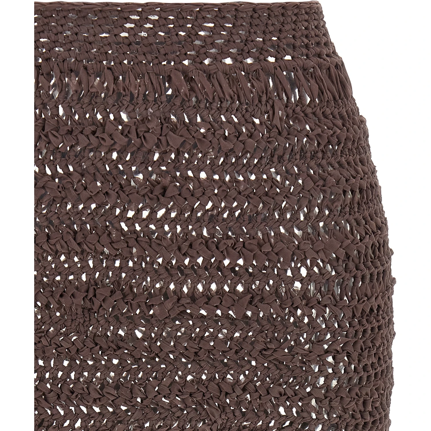 Brown Polyester Midi Skirt
