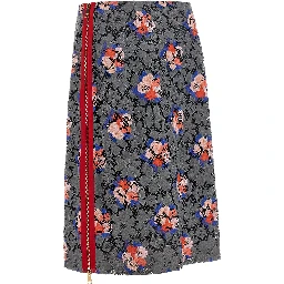 Gray Cotton Midi Skirt