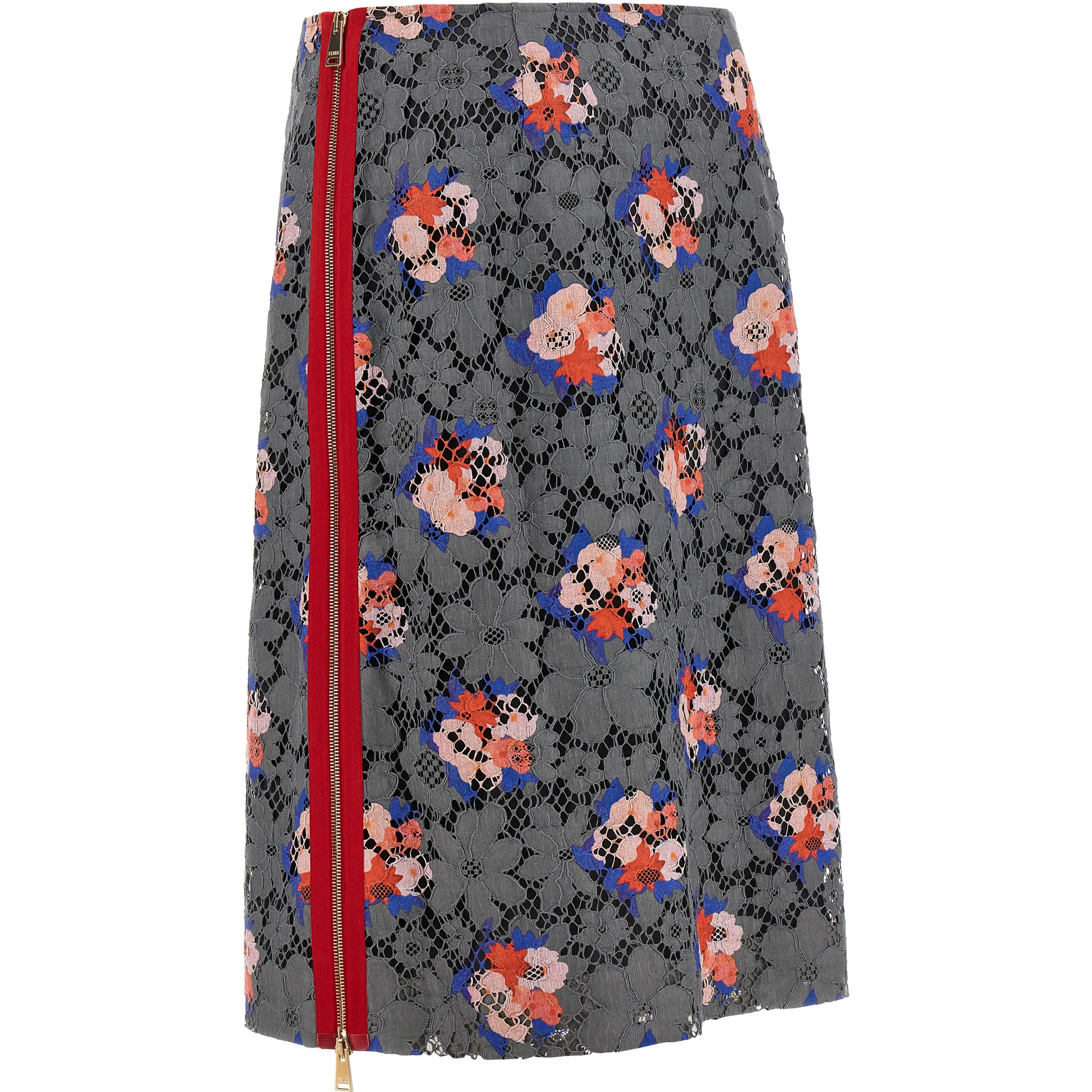 Gray Cotton Midi Skirt