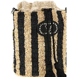 Black Straw Shoulder Bag