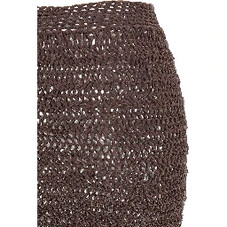 Brown Polyester Midi Skirt