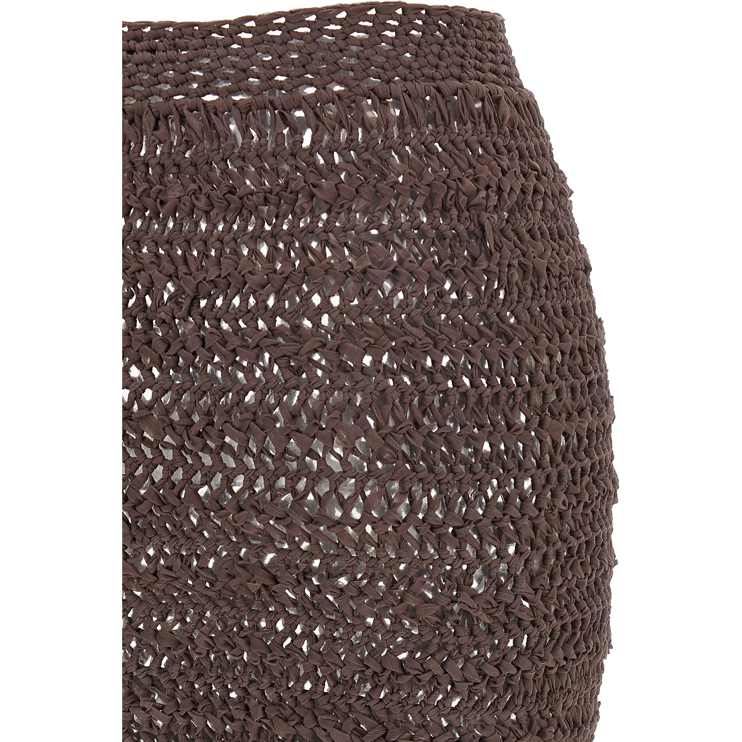 Brown Polyester Midi Skirt