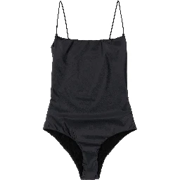 Black Polyester One-Piece Swimsuit