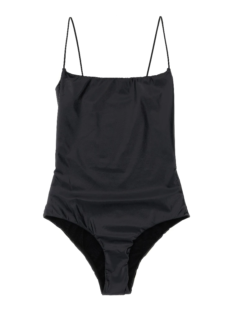 Black Polyester One-Piece Swimsuit