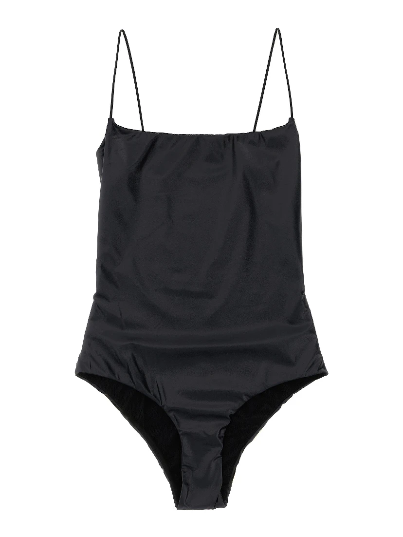 Black Polyester One-Piece Swimsuit