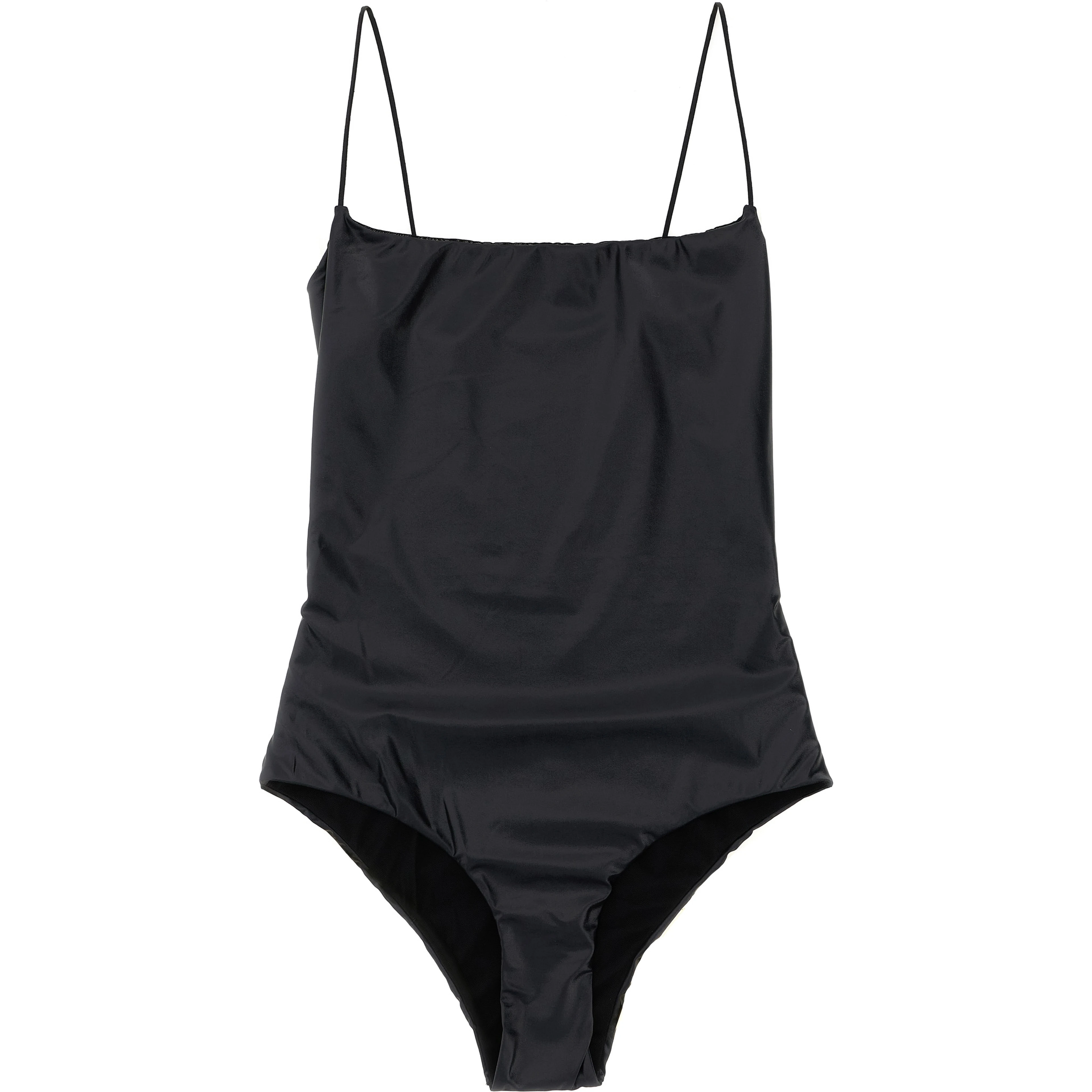 Black Polyester One-Piece Swimsuit