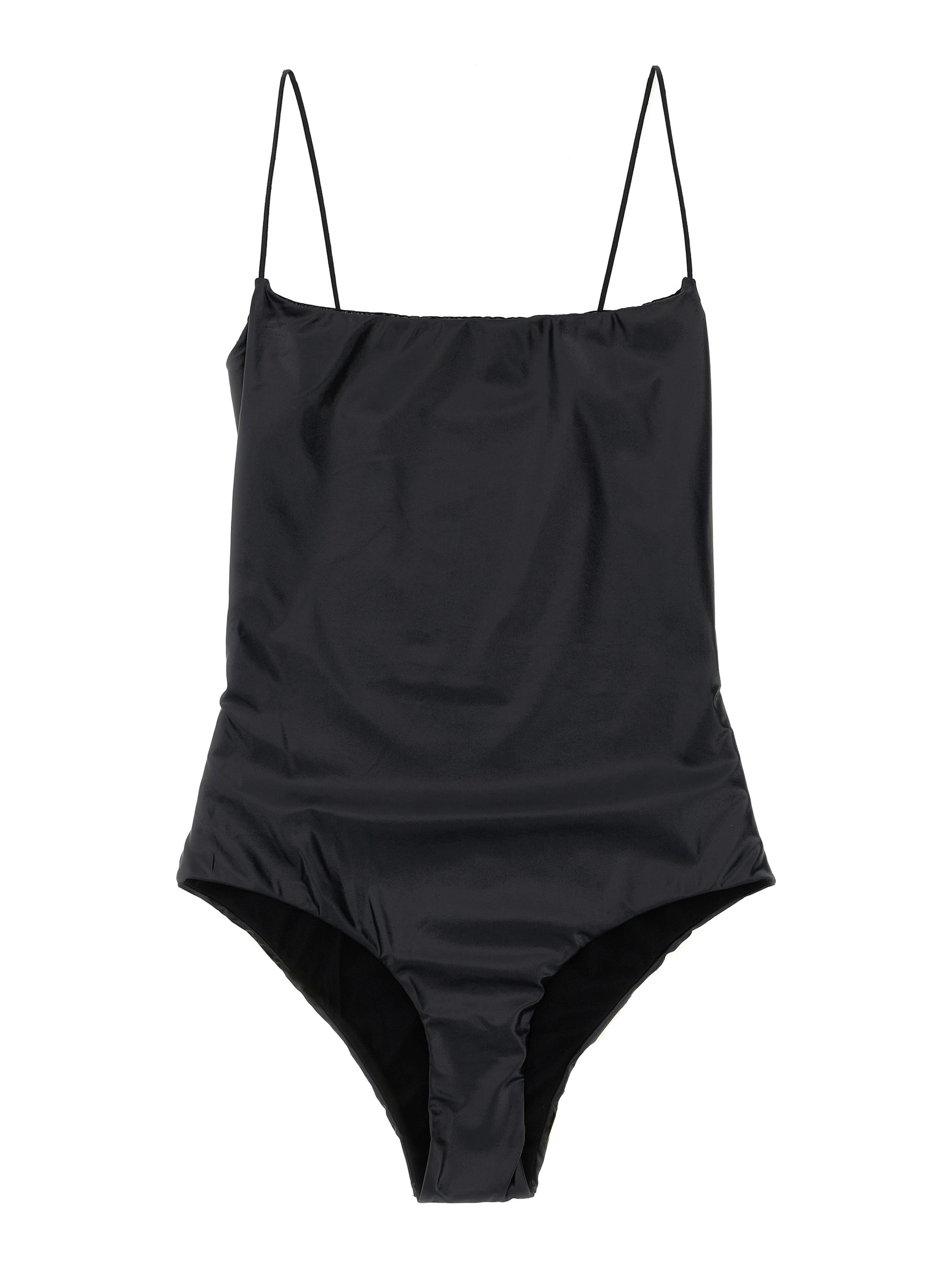 Black Polyester One-Piece Swimsuit