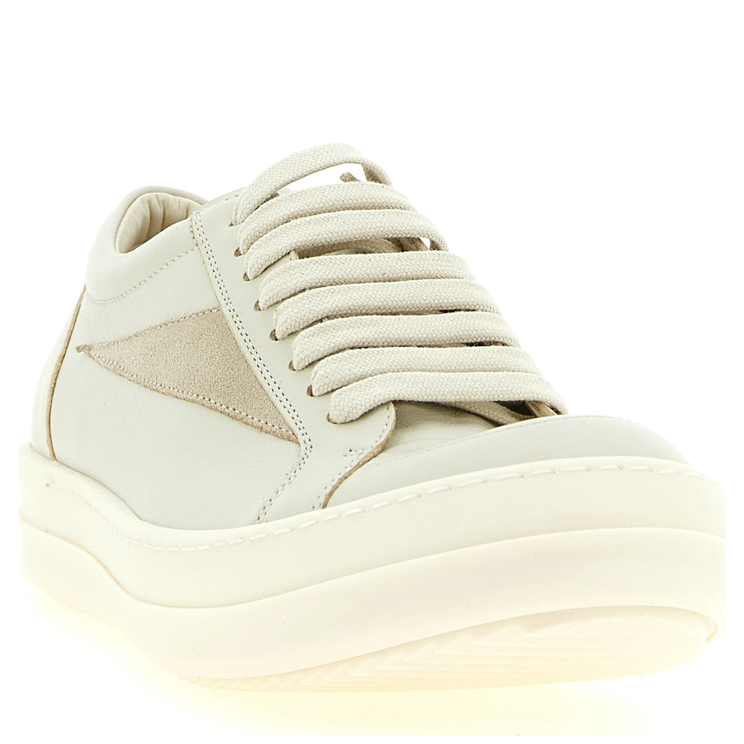 Beige Cowhide Low Top Sneakers