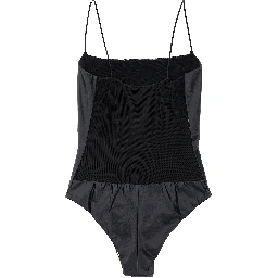 Black Polyester One-Piece Swimsuit