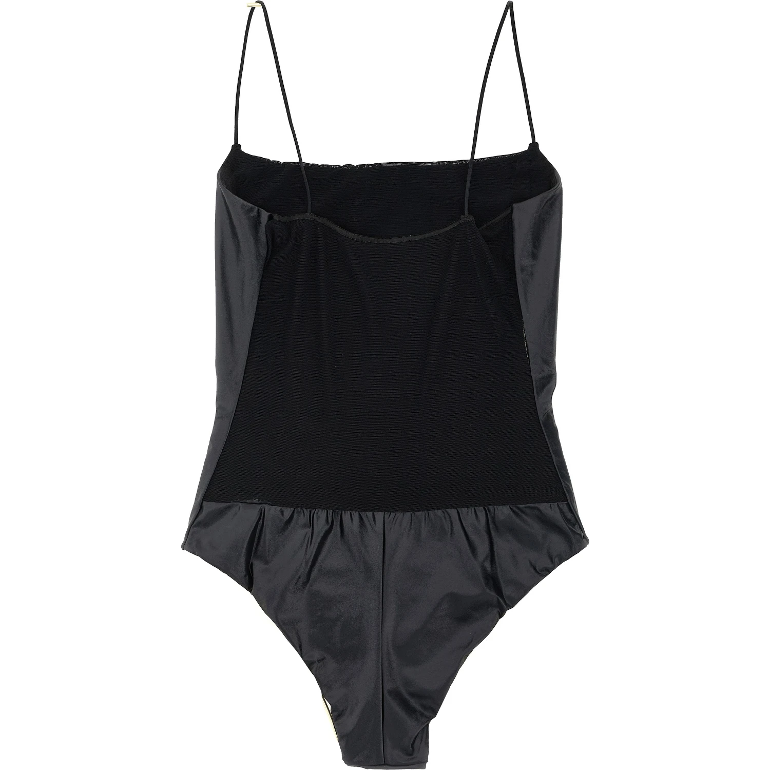 Black Polyester One-Piece Swimsuit