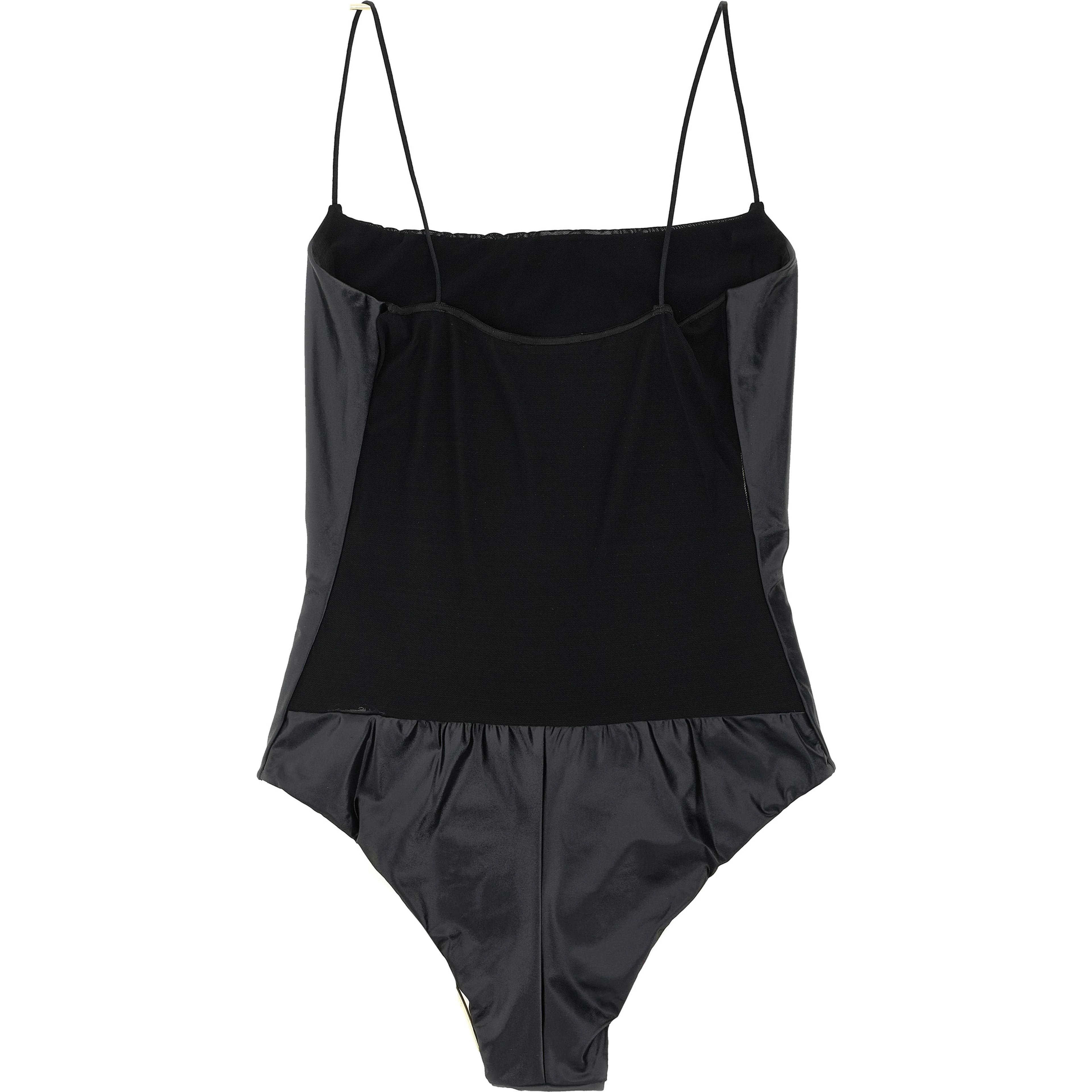 Black Polyester One-Piece Swimsuit