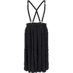Black Polyester Midi Skirt
