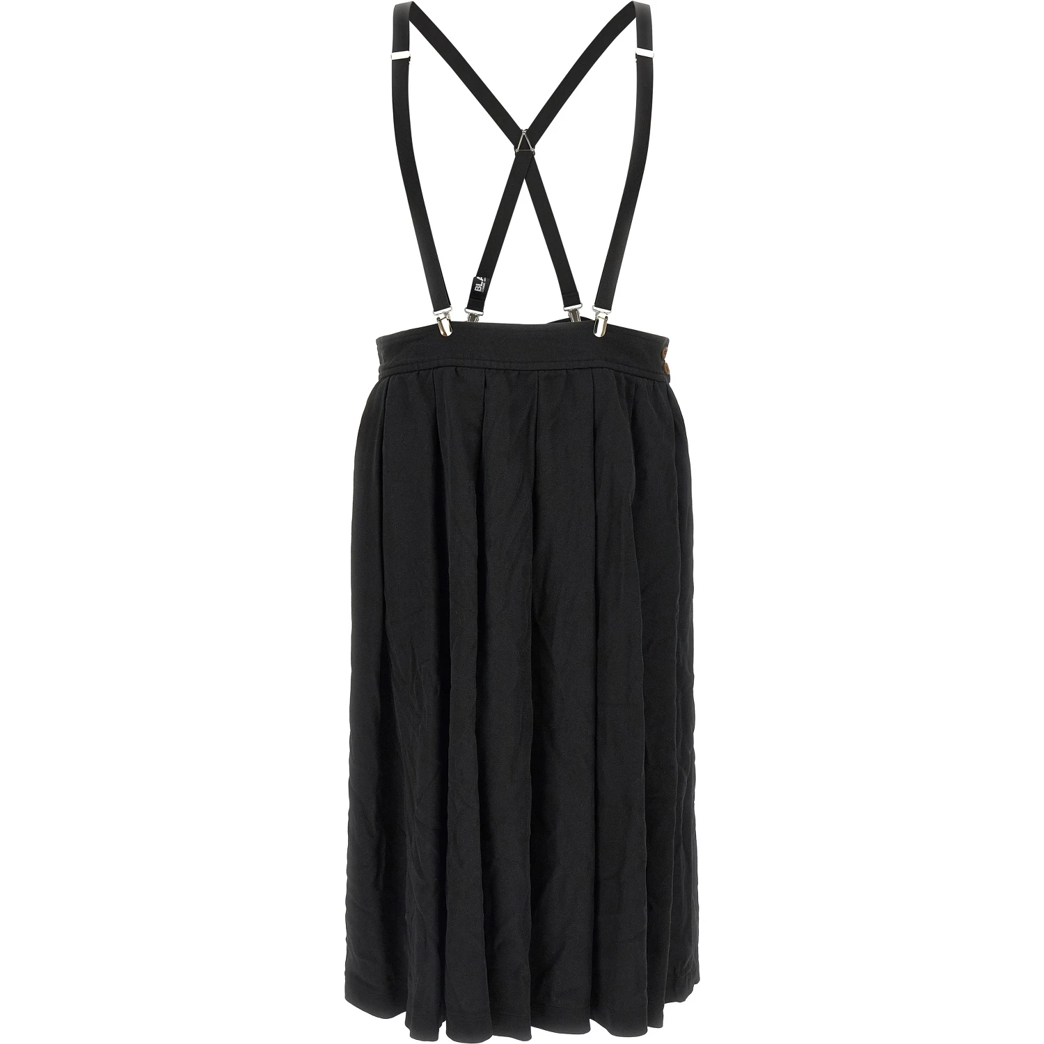 Black Polyester Midi Skirt