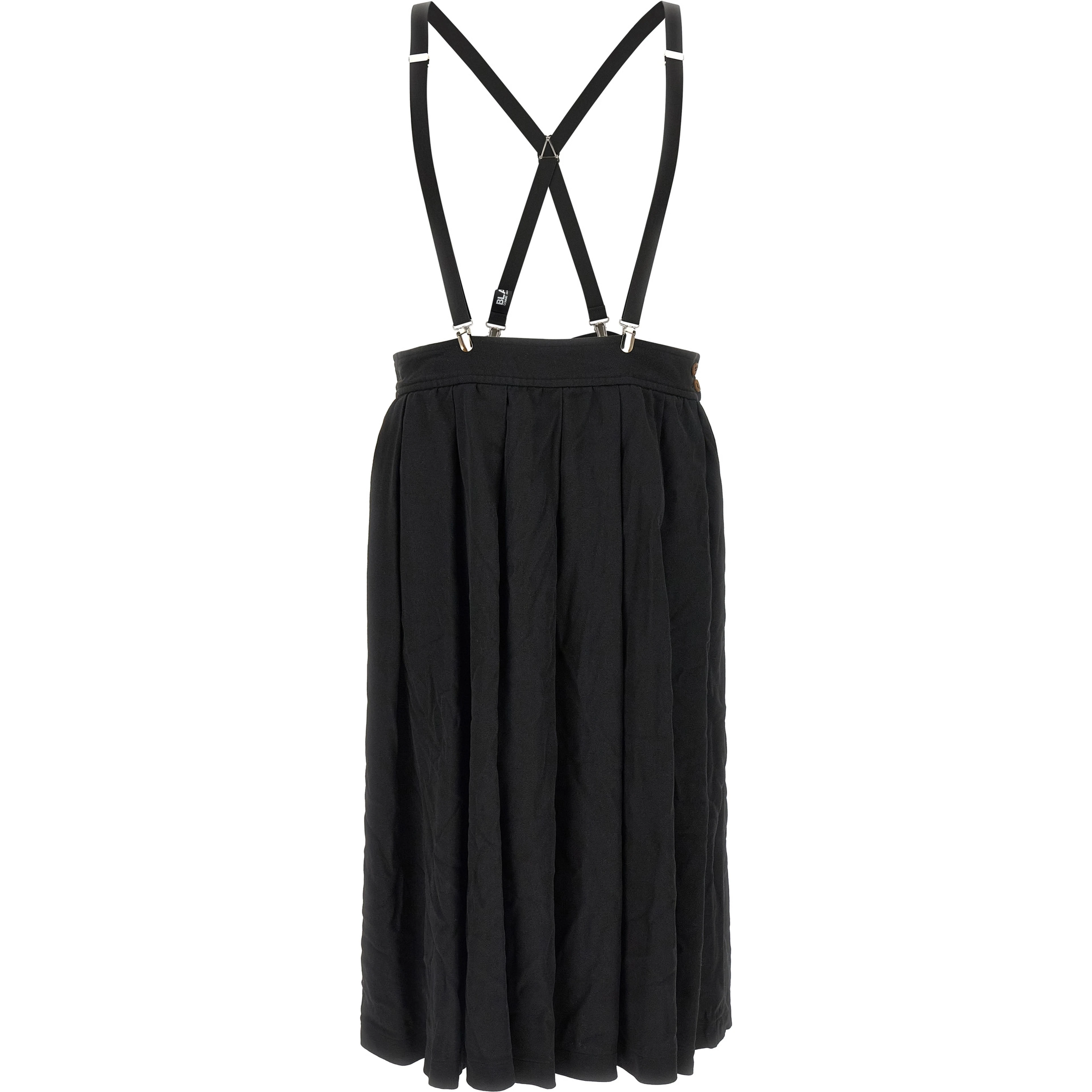 Black Polyester Midi Skirt
