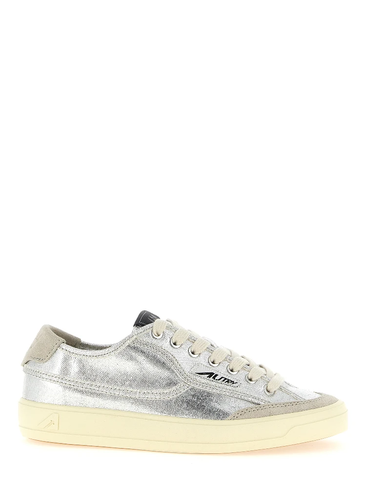Silver Canvas Low Top Sneakers