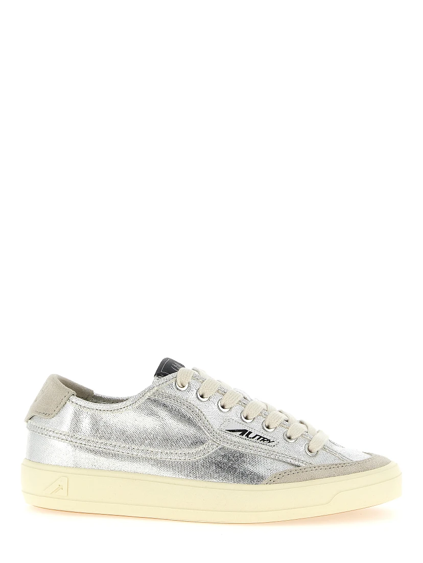 Silver Canvas Low Top Sneakers