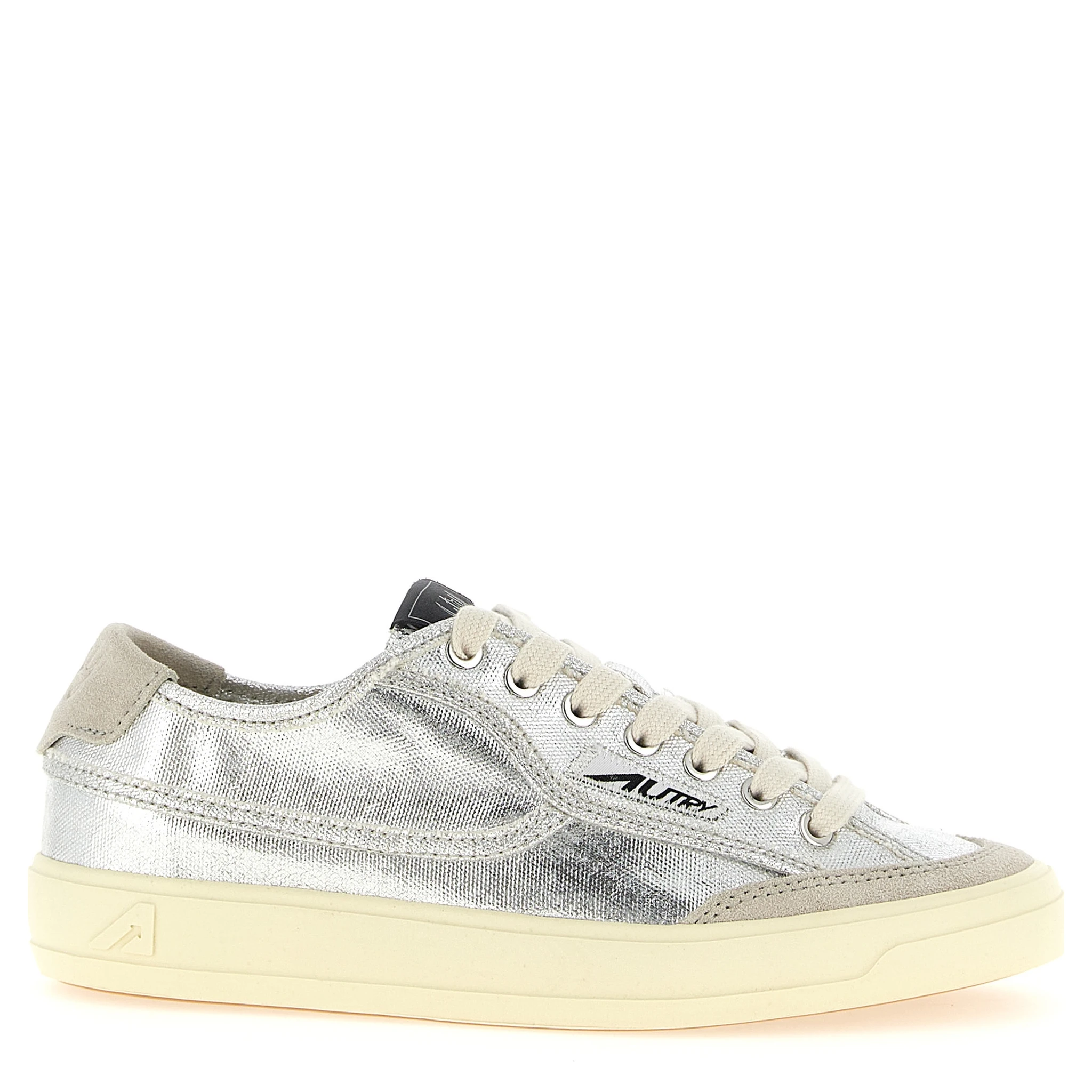 Silver Canvas Low Top Sneakers